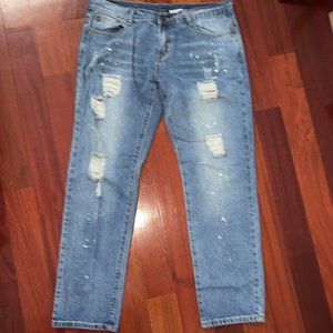 Sadie & Sage low rise paint jeans